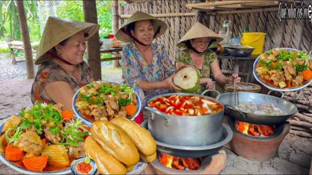 Sườn heo nấu cá mòi khoai môn