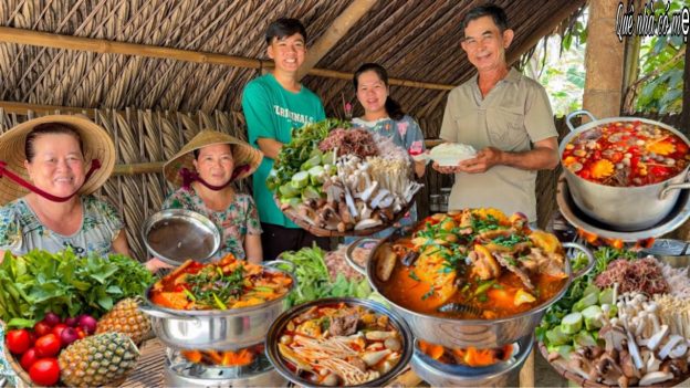 Lẩu Gà Giấm Chua Cay, Chuối Cây | Món Ngon Mẹ Nấu Gợi Nhớ Quê Nhà || Chicken hot pot