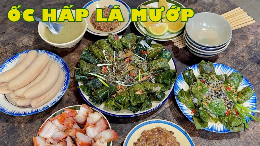 ỐC ĐỒNG gói lá rau quê, món ngon dân dã thương về miền Tây