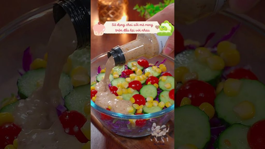 Làm salad rau trộn sốt mè rang Làm salad rau trộn sốt mè rang