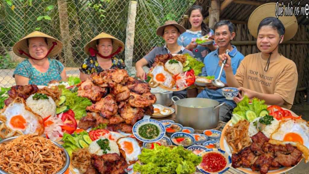 Cơm thịt nướng sườn bì trứng