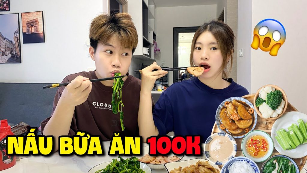 Khánh Linh vào bếp trổ tài nấu bữa cơm 100k và cái kết